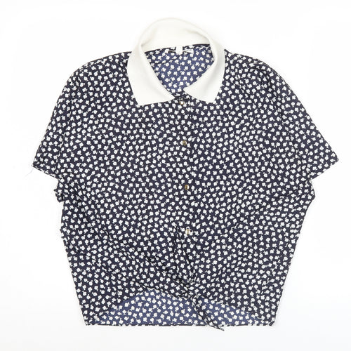 Windsmoor Women’s Blue Floral Collared Button-Up Shirt Size 16