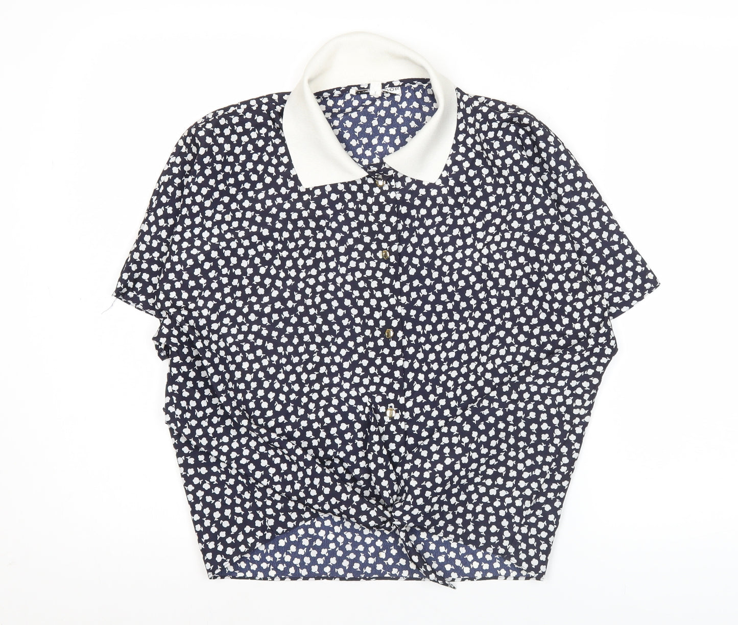 Windsmoor Women’s Blue Floral Collared Button-Up Shirt Size 16