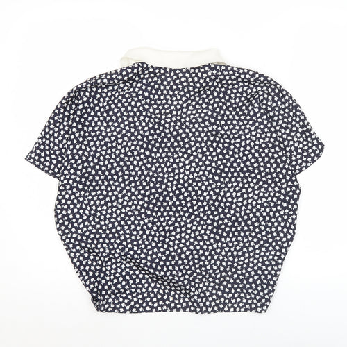 Windsmoor Women’s Blue Floral Collared Button-Up Shirt Size 16