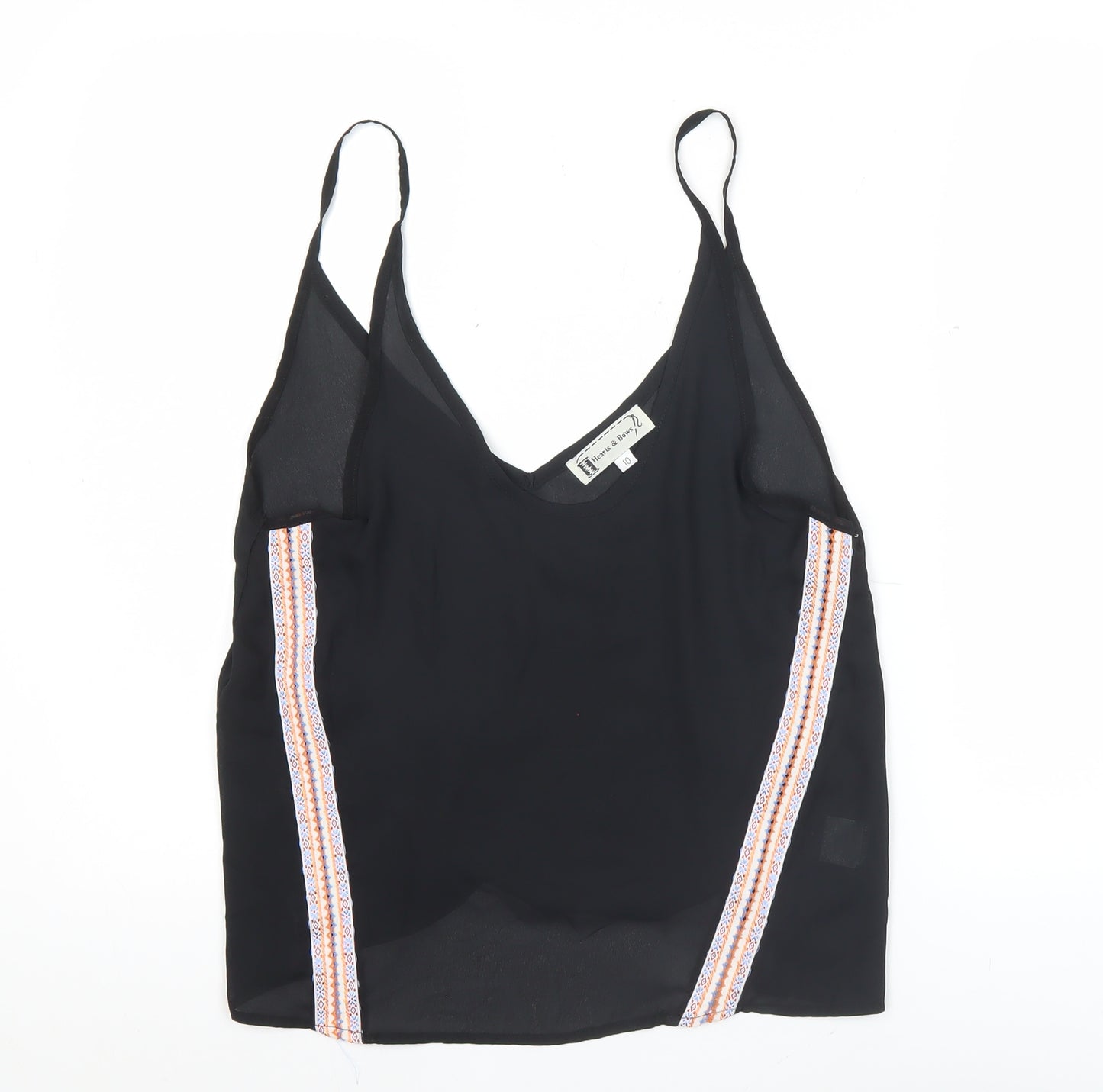 Hearts & Bows Womens Black V-Neck Camisole Tank Top Size 10