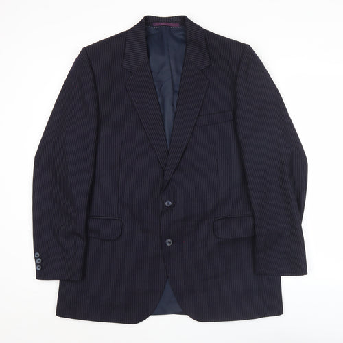 Centaur Mens Blue Pinstripe Wool Blazer Jacket 42R Classic Fit