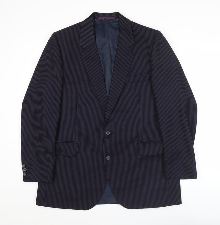 Centaur Mens Blue Pinstripe Wool Blazer Jacket 42R Classic Fit