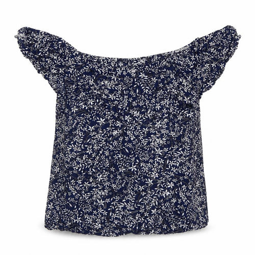 Natura Womens Blue Floral Rayon Off Shoulder Tunic Blouse S