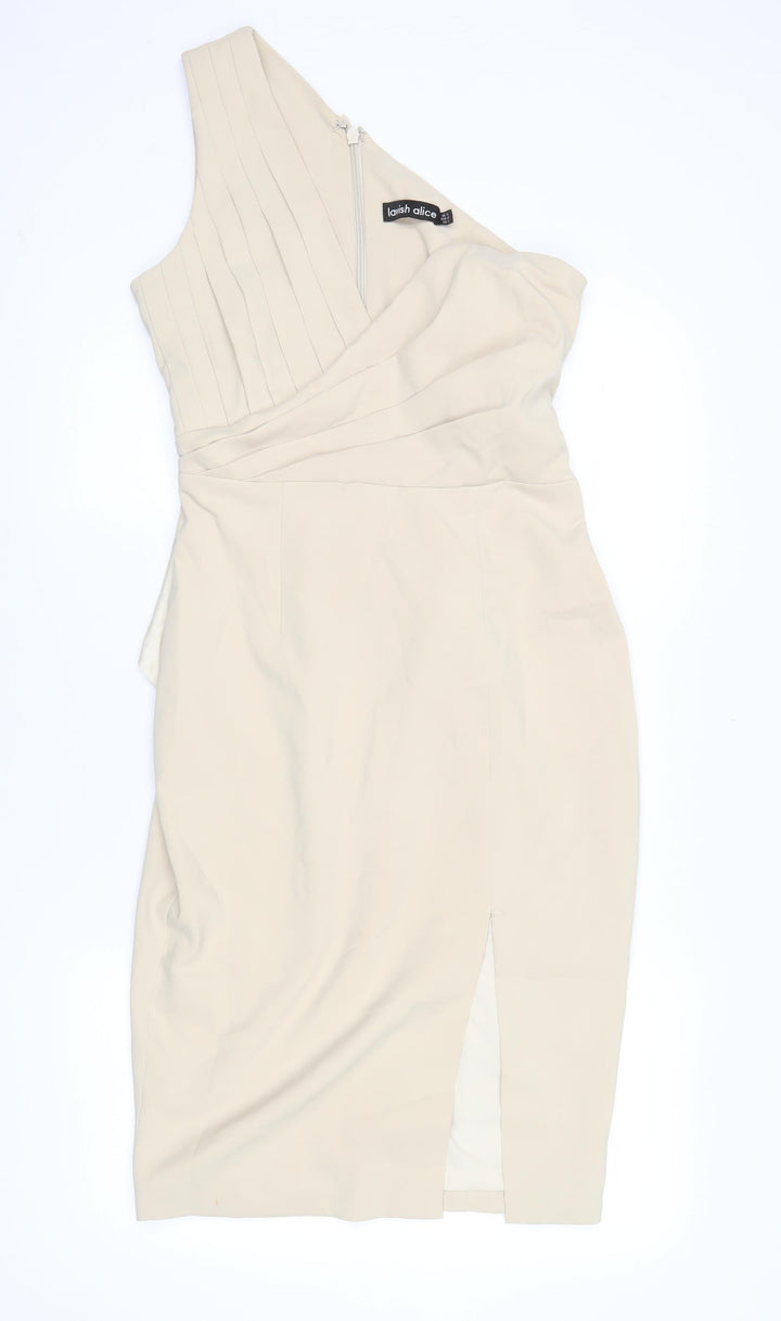 Lavish Alice Women’s Beige Knee Length Sheath Dress Size 12