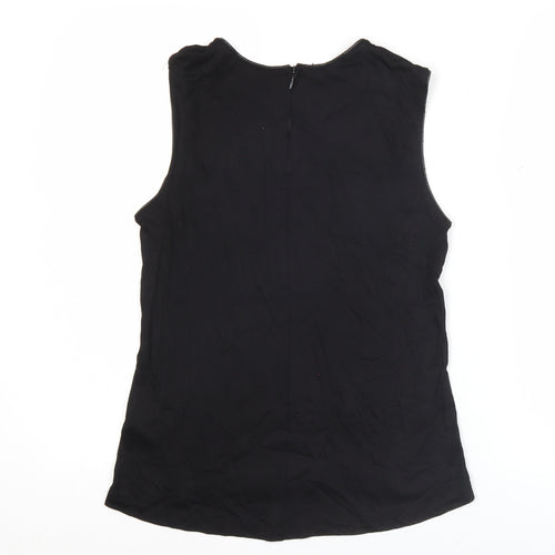 H&M Women Black Sleeveless Tank Top S Crew Neck 100% Viscose