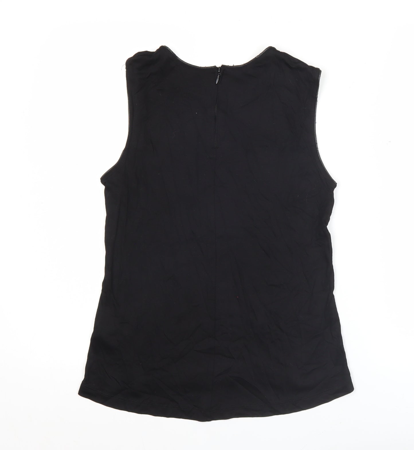 H&M Women Black Sleeveless Tank Top S Crew Neck 100% Viscose