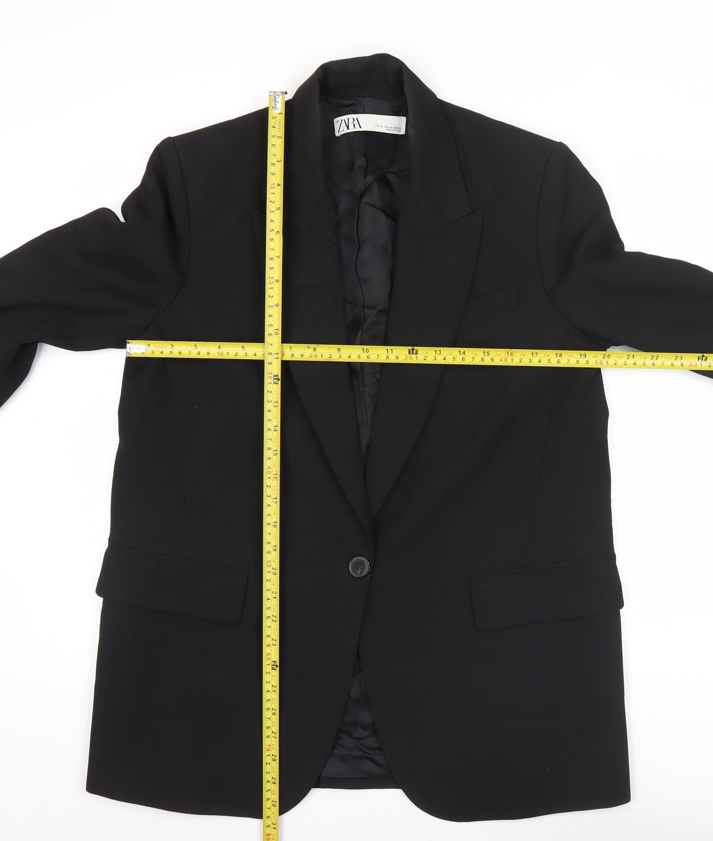 Zara Mens Black Blazer Jacket M 38R Single-Breasted Classic