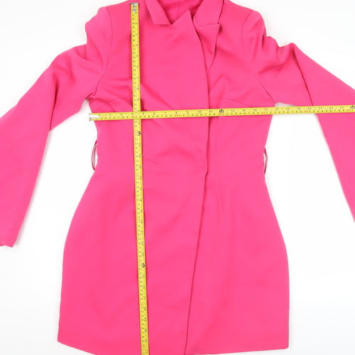 ISAWITFIRST Womens Pink Long Coatigan UK 12 Overcoat Blazer Style