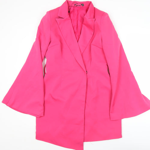 ISAWITFIRST Womens Pink Long Coatigan UK 12 Overcoat Blazer Style