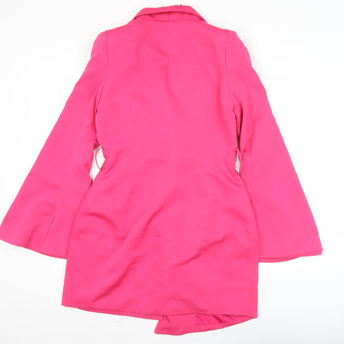 ISAWITFIRST Womens Pink Long Coatigan UK 12 Overcoat Blazer Style
