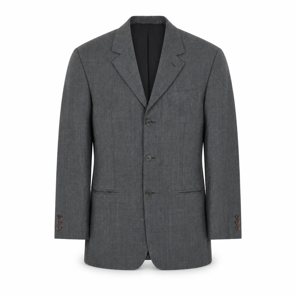 Front view of Pierre Balmain Men's Grey 38R Regular Fit Wool Blazer Jacket