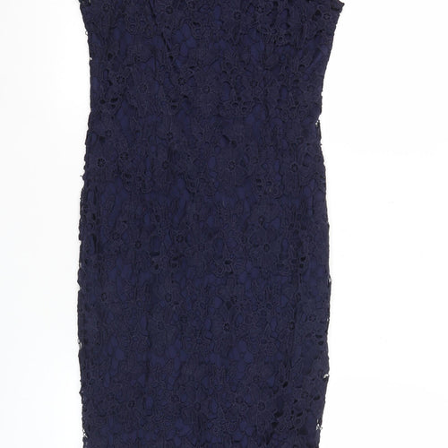Quiz Women’s Blue Lace Sheath Knee Length Dress Size 10