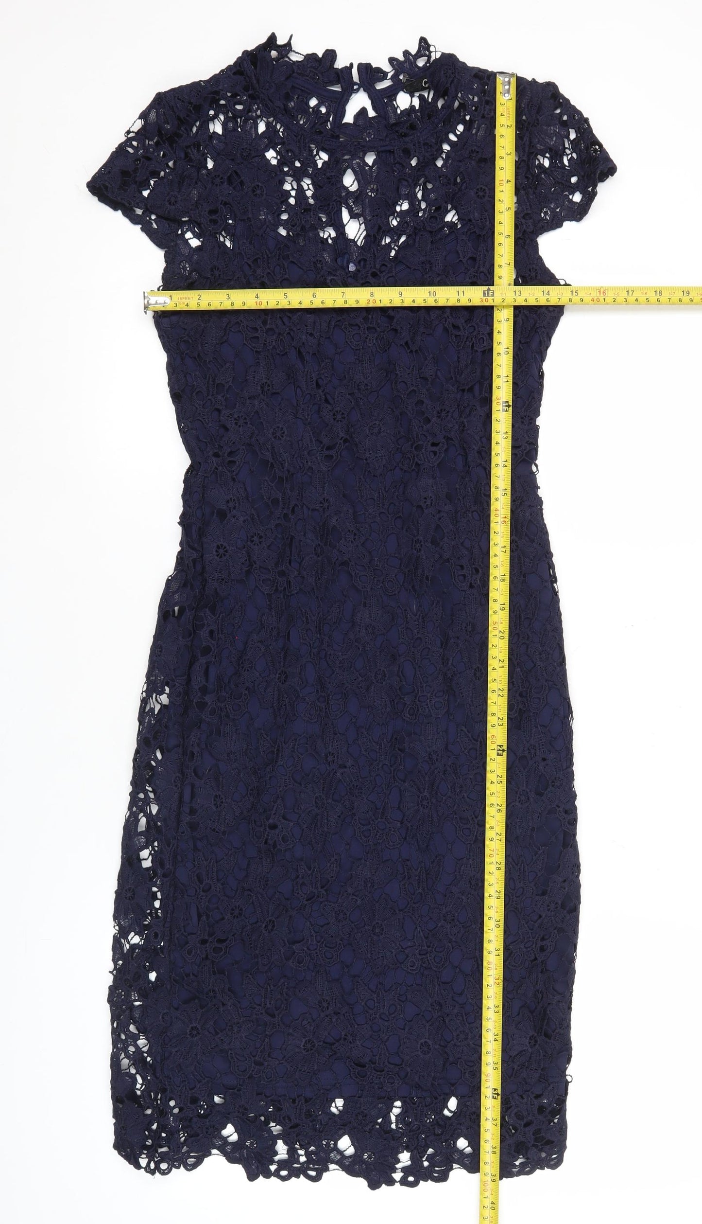 Quiz Women’s Blue Lace Sheath Knee Length Dress Size 10