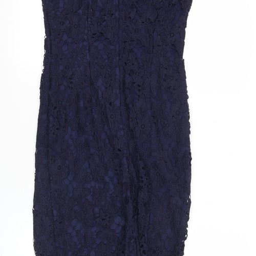 Quiz Women’s Blue Lace Sheath Knee Length Dress Size 10