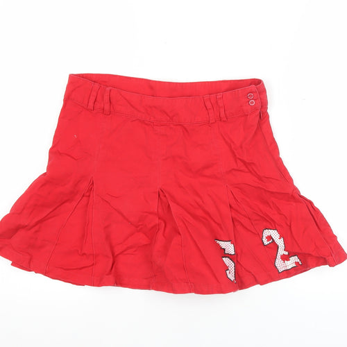 O'Neill Womens Red Sequin Logo Pleated Short Skirt Size S Casual