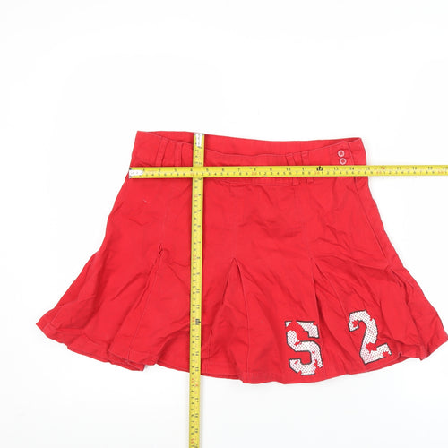 O'Neill Womens Red Sequin Logo Pleated Short Skirt Size S Casual