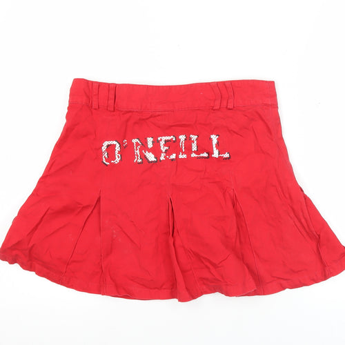 O'Neill Womens Red Sequin Logo Pleated Short Skirt Size S Casual