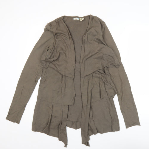 La Redoute Women’s Brown Cotton Ruffle Open Jacket Size 10