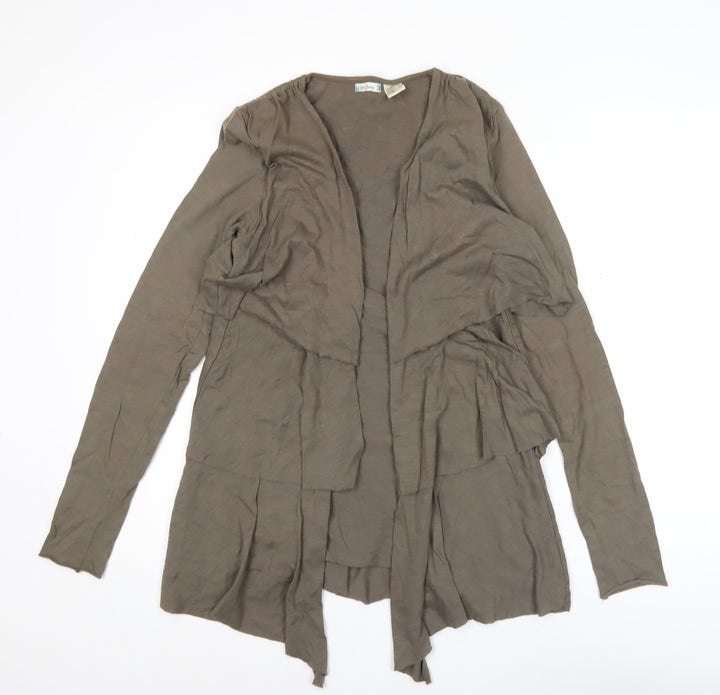 La Redoute Women’s Brown Cotton Ruffle Open Jacket Size 10