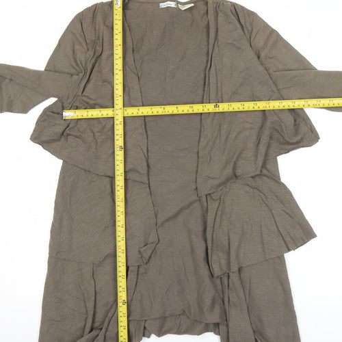 La Redoute Women’s Brown Cotton Ruffle Open Jacket Size 10