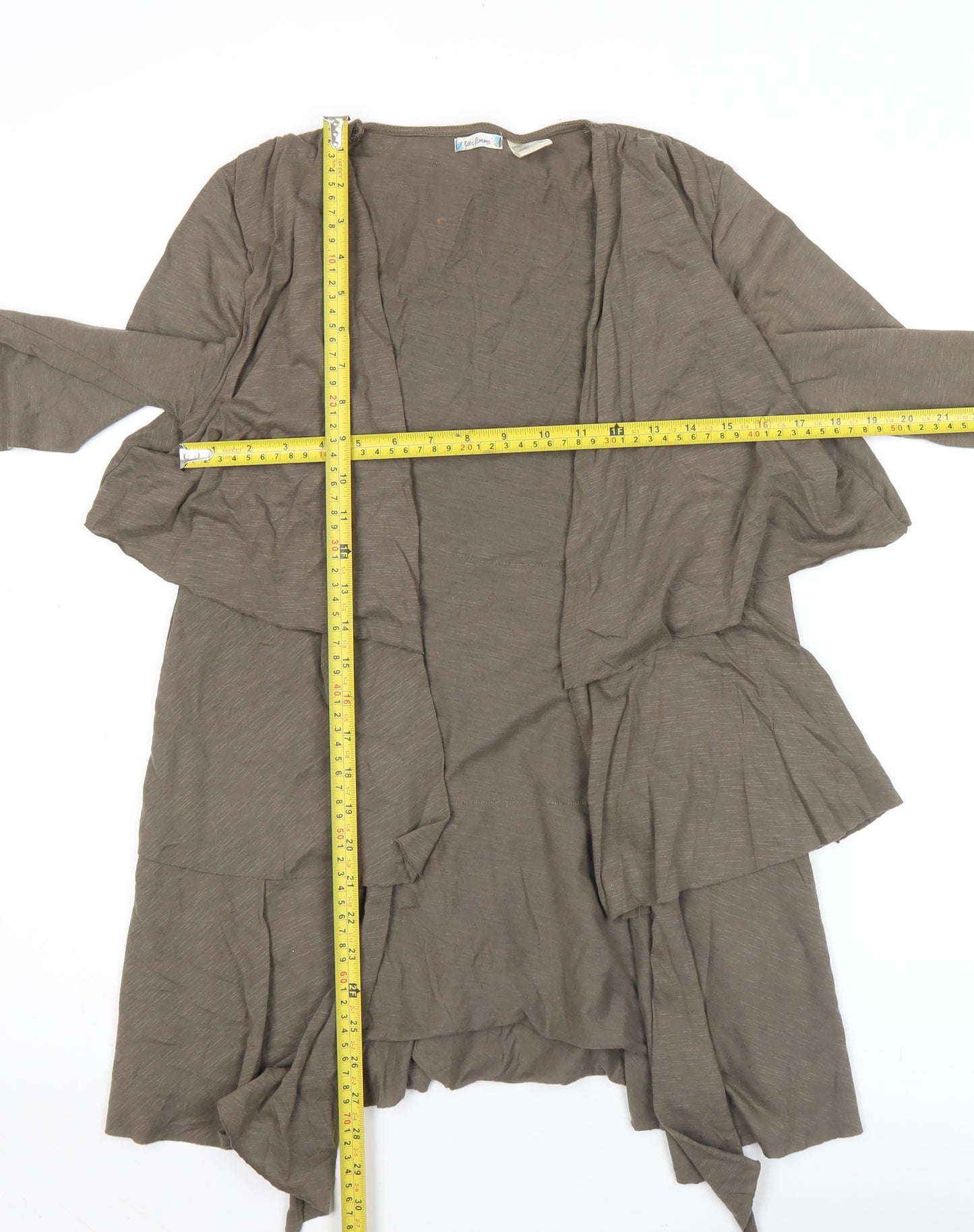 La Redoute Women’s Brown Cotton Ruffle Open Jacket Size 10