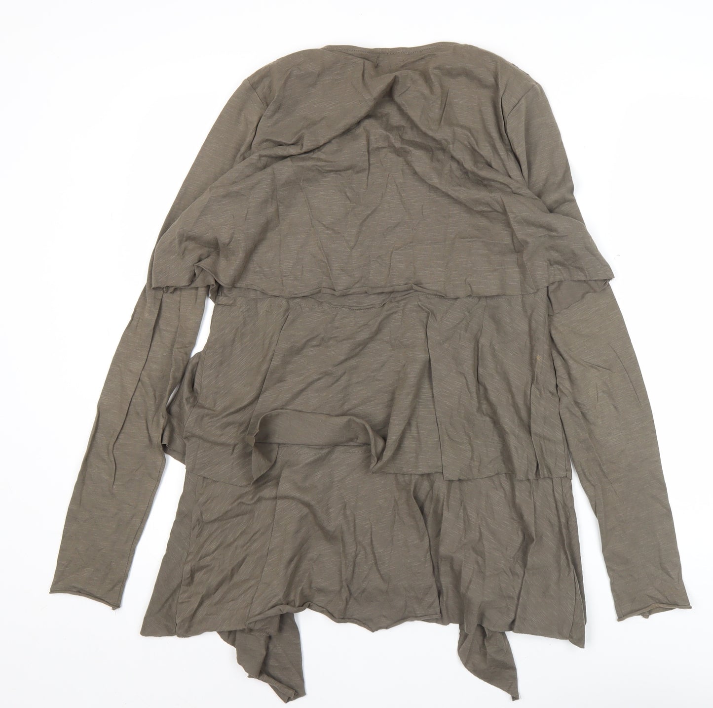 La Redoute Women’s Brown Cotton Ruffle Open Jacket Size 10