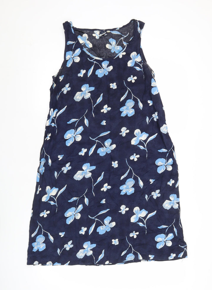Basic Concept Women’s Blue Floral Viscose Shift Dress Size 12