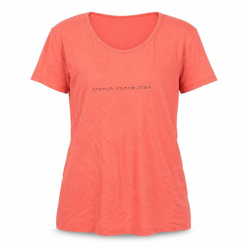 French Connection Women’s Red Cotton Logo T-Shirt Size L