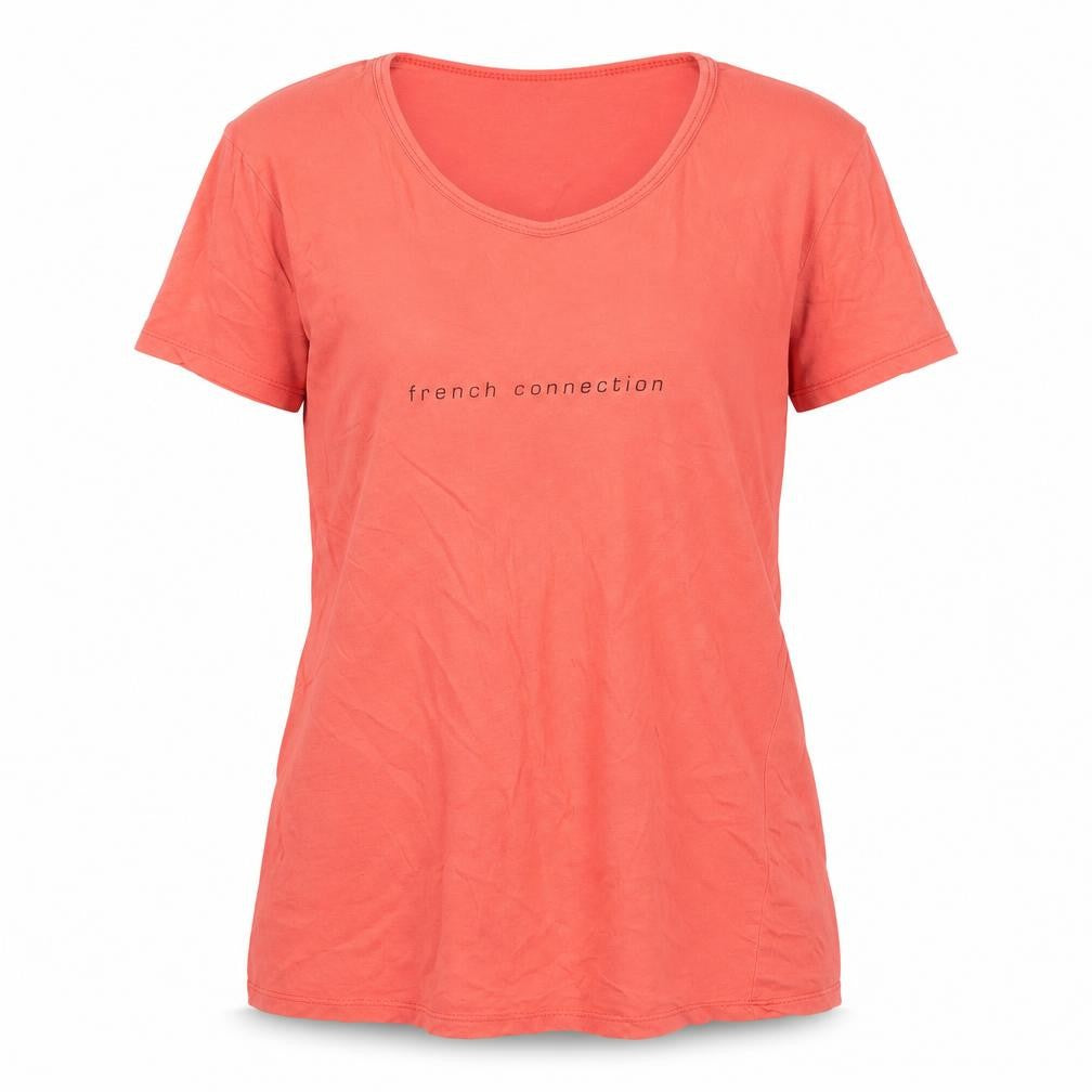 French Connection Women’s Red Cotton Logo T-Shirt Size L