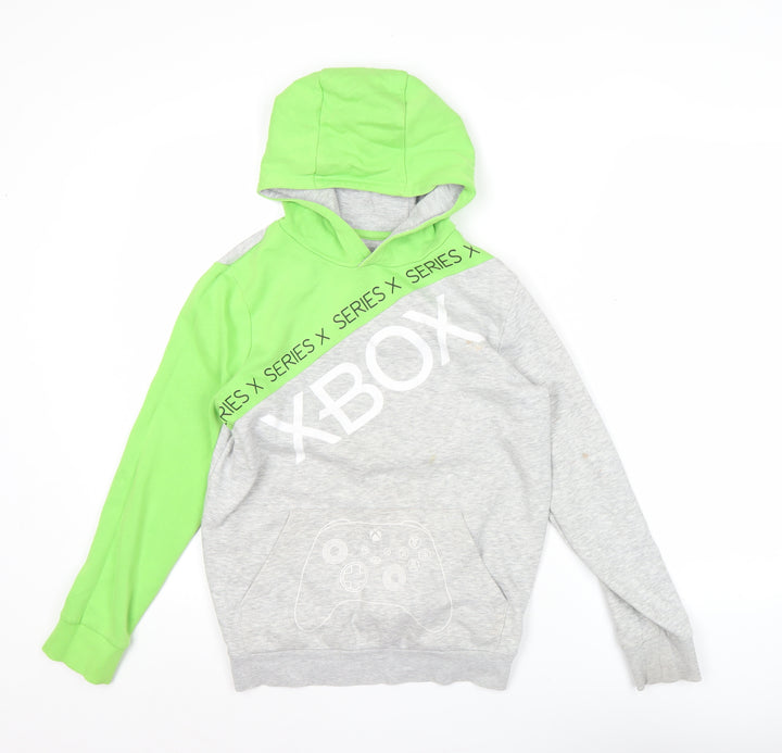 Xbox Boys Grey Green Pullover Hoodie 11-12 Years Gaming Logo Jumper