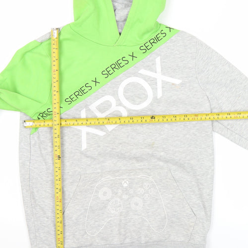 Xbox Boys Grey Green Pullover Hoodie 11-12 Years Gaming Logo Jumper