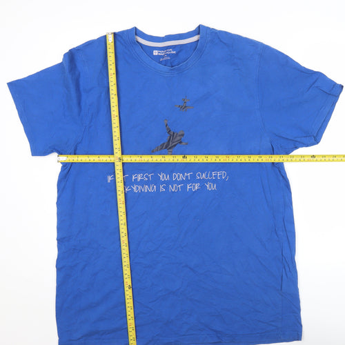 Mountain Warehouse Men’s Blue XL Funny Graphic T-Shirt Cotton Crew Neck