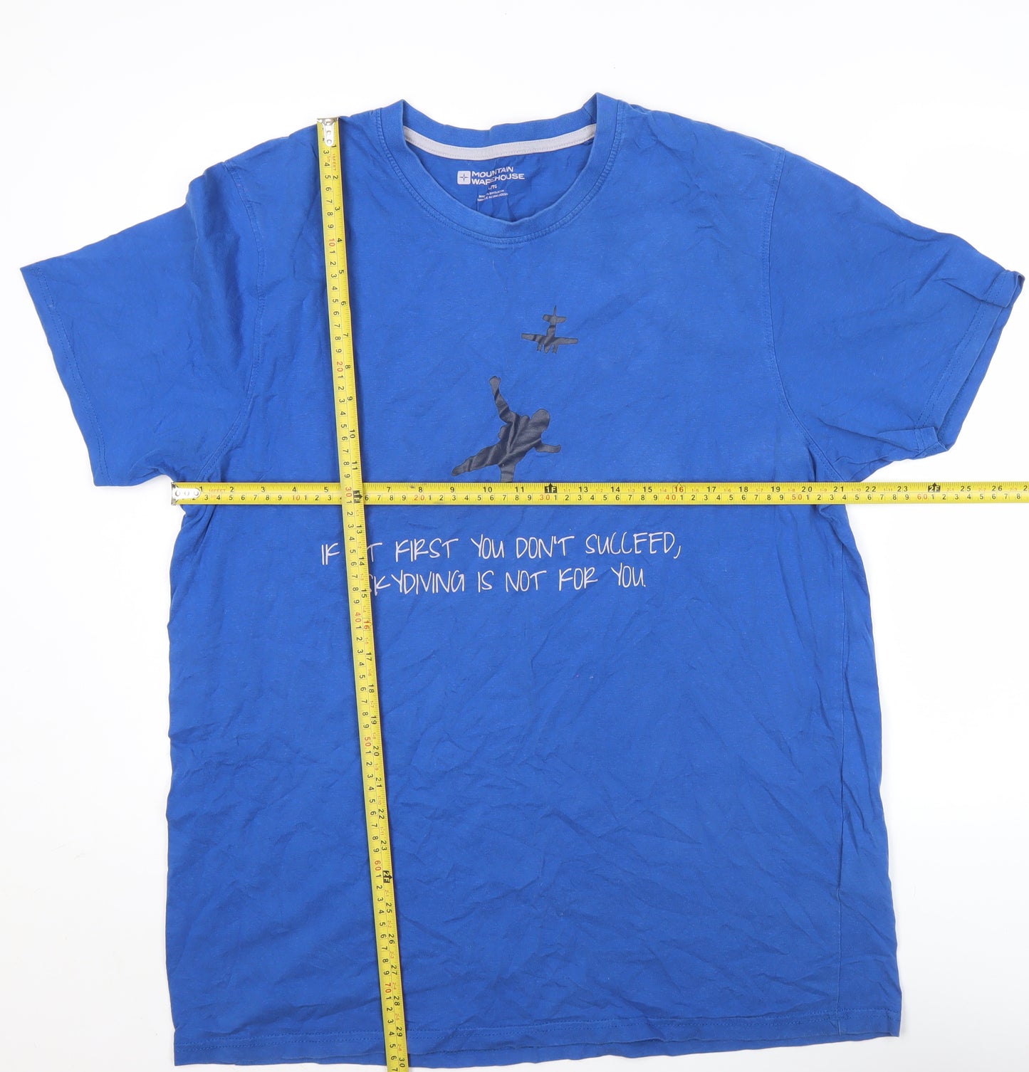 Mountain Warehouse Men’s Blue XL Funny Graphic T-Shirt Cotton Crew Neck