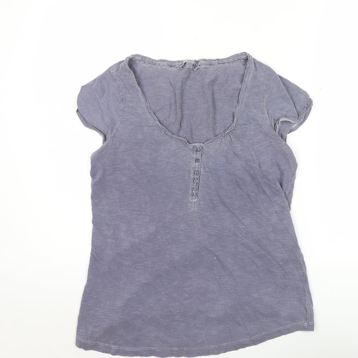 Red Soul Women's Grey Cotton Scoop Neck Button T-Shirt Size 10