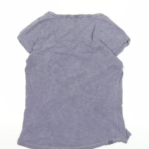 Red Soul Women's Grey Cotton Scoop Neck Button T-Shirt Size 10