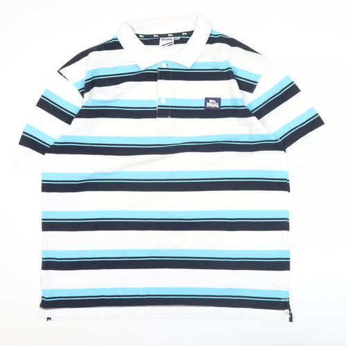Lonsdale Men’s Blue Striped Polo Shirt 2XL Short Sleeve Casual