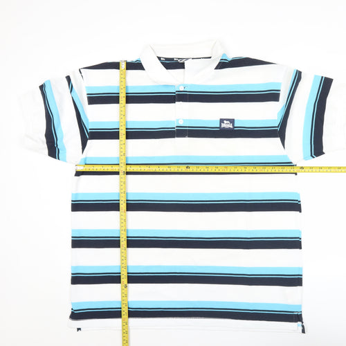 Lonsdale Men’s Blue Striped Polo Shirt 2XL Short Sleeve Casual