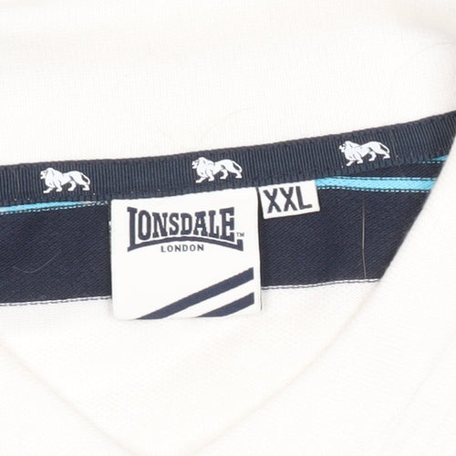 Lonsdale Men’s Blue Striped Polo Shirt 2XL Short Sleeve Casual