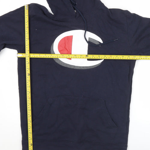Champion Men’s Blue Pullover Hoodie Large Graphic Print Logo