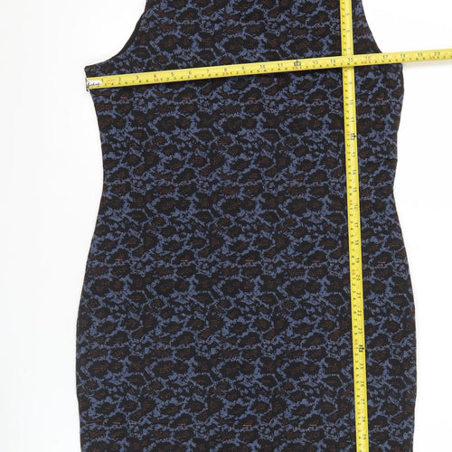 Next Women’s Black Blue Animal Print Sheath Dress Size 14