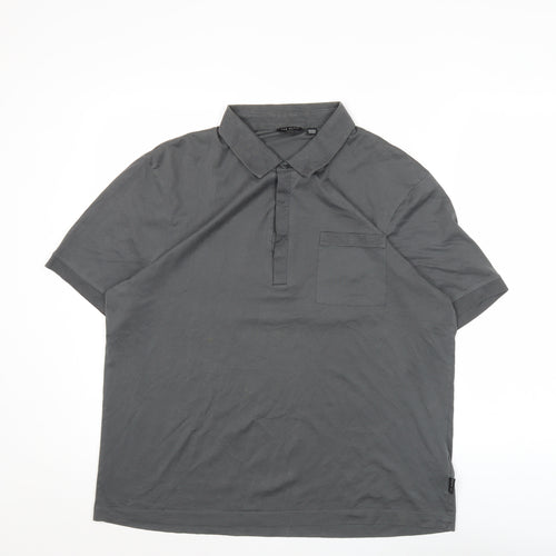 Ted Baker Men’s Grey Cotton Polo Shirt Size S Short Sleeve