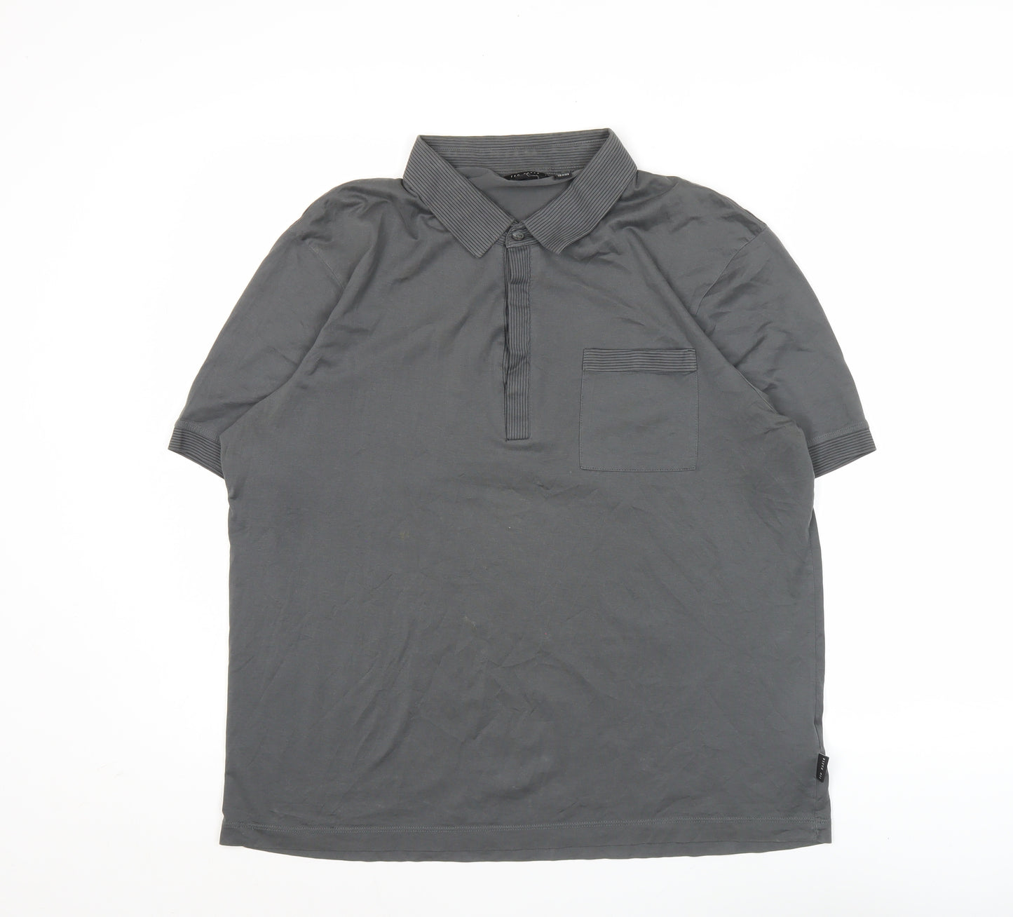 Ted Baker Men’s Grey Cotton Polo Shirt Size S Short Sleeve