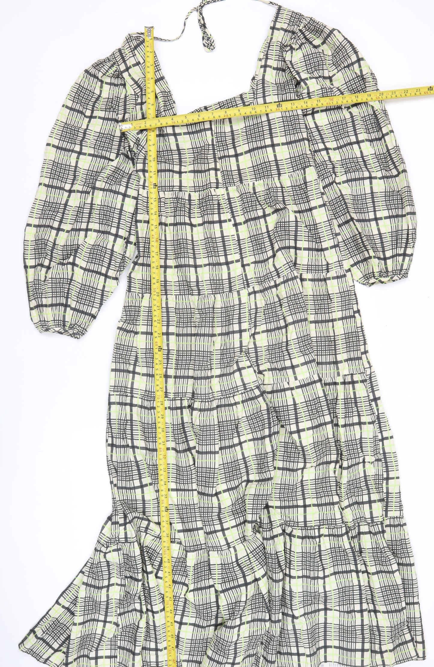 Topshop Women’s Multicoloured Check Midi A-Line Dress UK 8