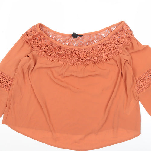 New Look Women’s Orange Crochet Off Shoulder Blouse UK 14