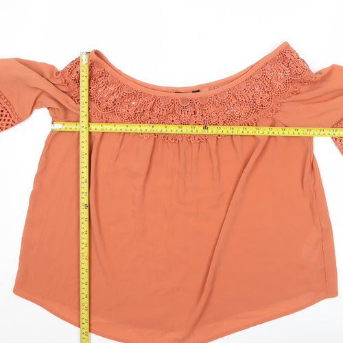 New Look Women’s Orange Crochet Off Shoulder Blouse UK 14
