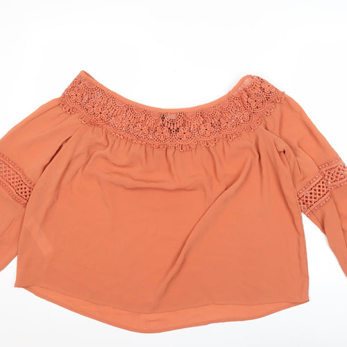 New Look Women’s Orange Crochet Off Shoulder Blouse UK 14