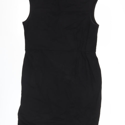 H&M Women’s Black Sheath Dress Size 14 Sleeveless Round Neck Zip