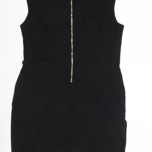 H&M Women’s Black Sheath Dress Size 14 Sleeveless Round Neck Zip