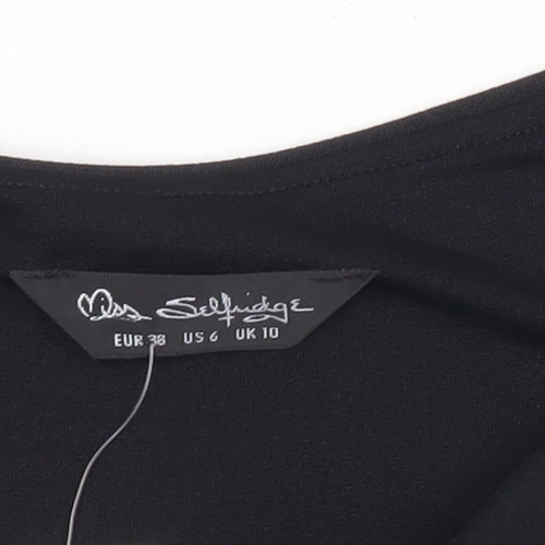 Miss Selfridge Womens Black Bodycon Dress Size 10 One Shoulder Cocktail