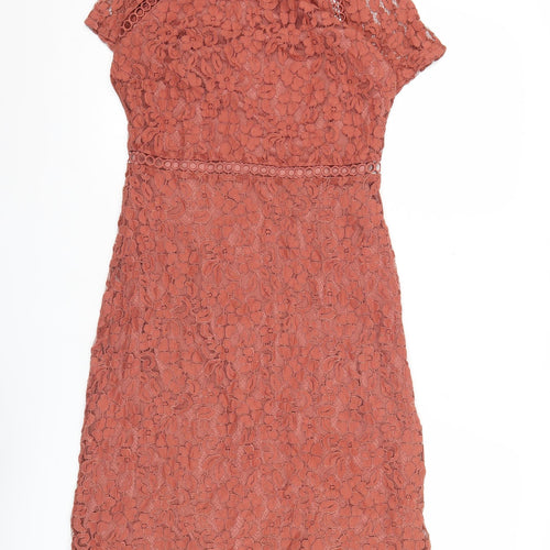 Next Women’s Brown Lace Sheath Dress Size 10 V-Neck Wedding Party